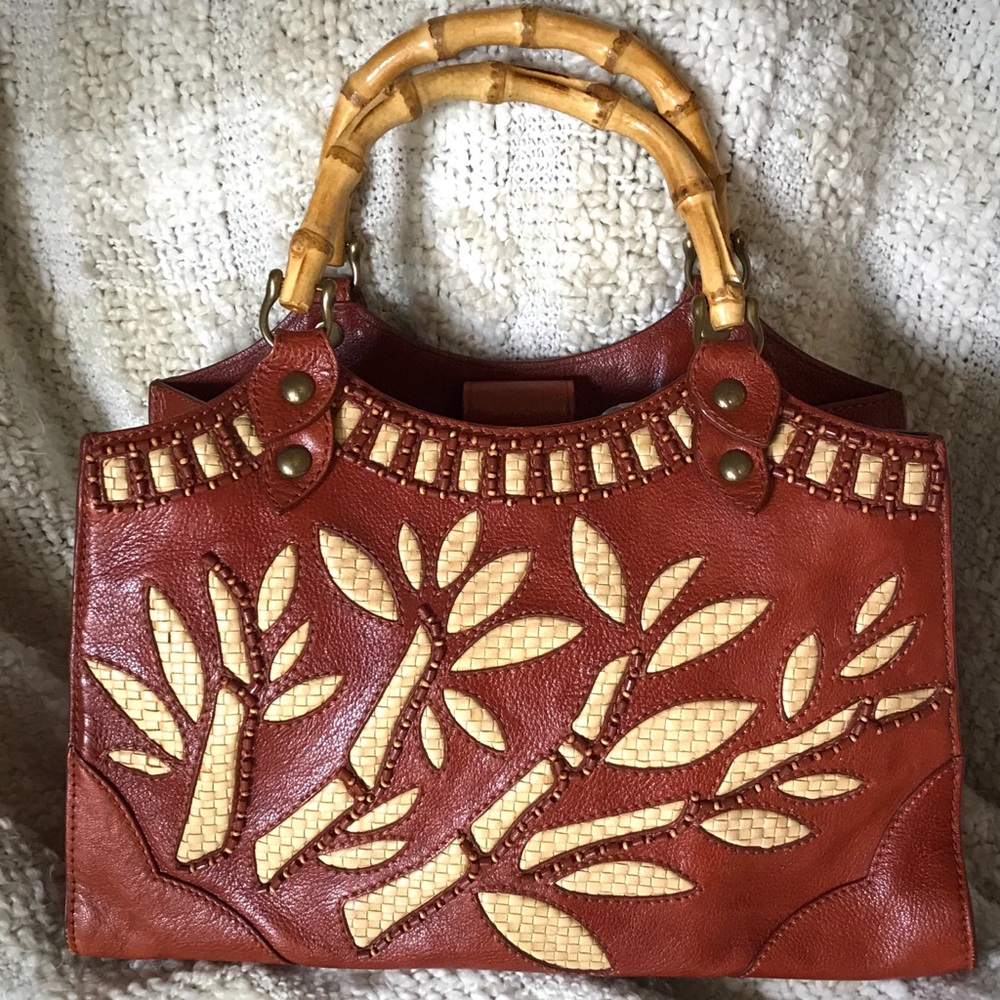 Isabella Fiori Bamboo Beaded Leather Tote